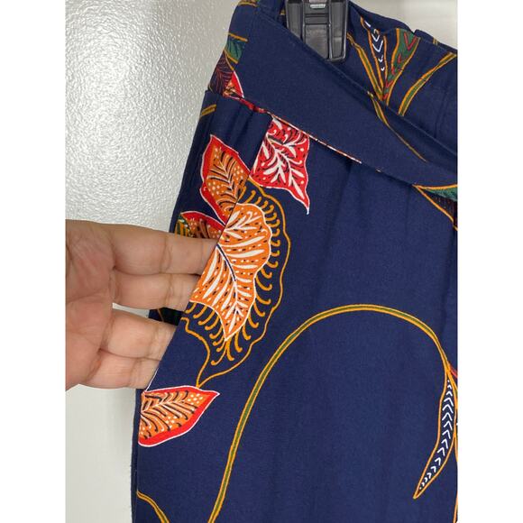 LOFT Floral Blue Orange Red Lightweight Wide Leg Capri Pants Petites XSP - Picture 6 of 9